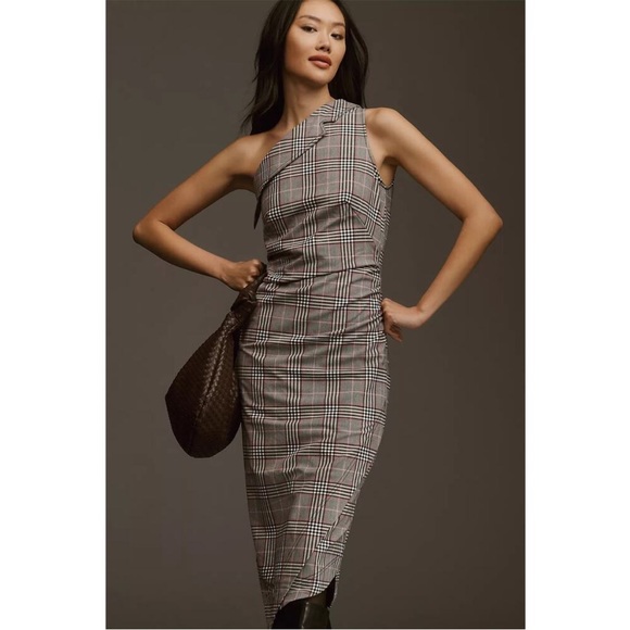 ANTHROPOLOGIE Mauve One-Shoulder Asymmetrical Midi Dress - Picture 4 of 7